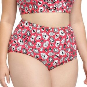 Torrid Htf Rare Goth Red Black Sugar Skull Bikini Bottoms Only 3X NWT